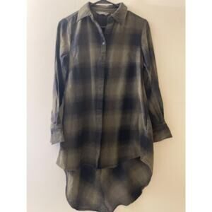 Lisa Rinna Collection Womens Size XXS Plaid Flannel High Low Hem Button Up Shirt